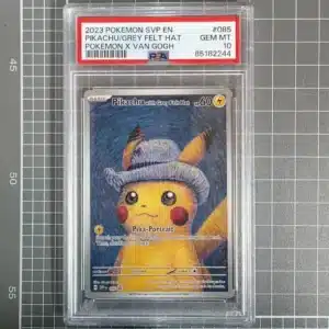 2023 Pokรฉmon Promo 085 Pikachu Grey felt hat x Van Gogh PSA 10